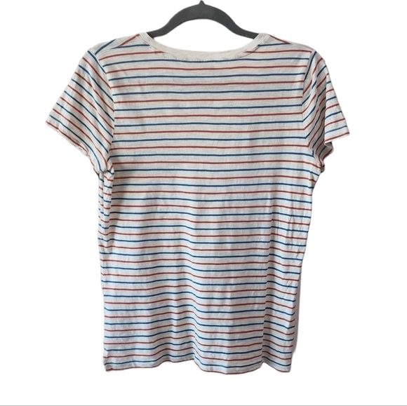 Madewell Whisper Cotton V-Neck Pocket Tee in Brion Stripe h7106 small - Picture 4 of 9